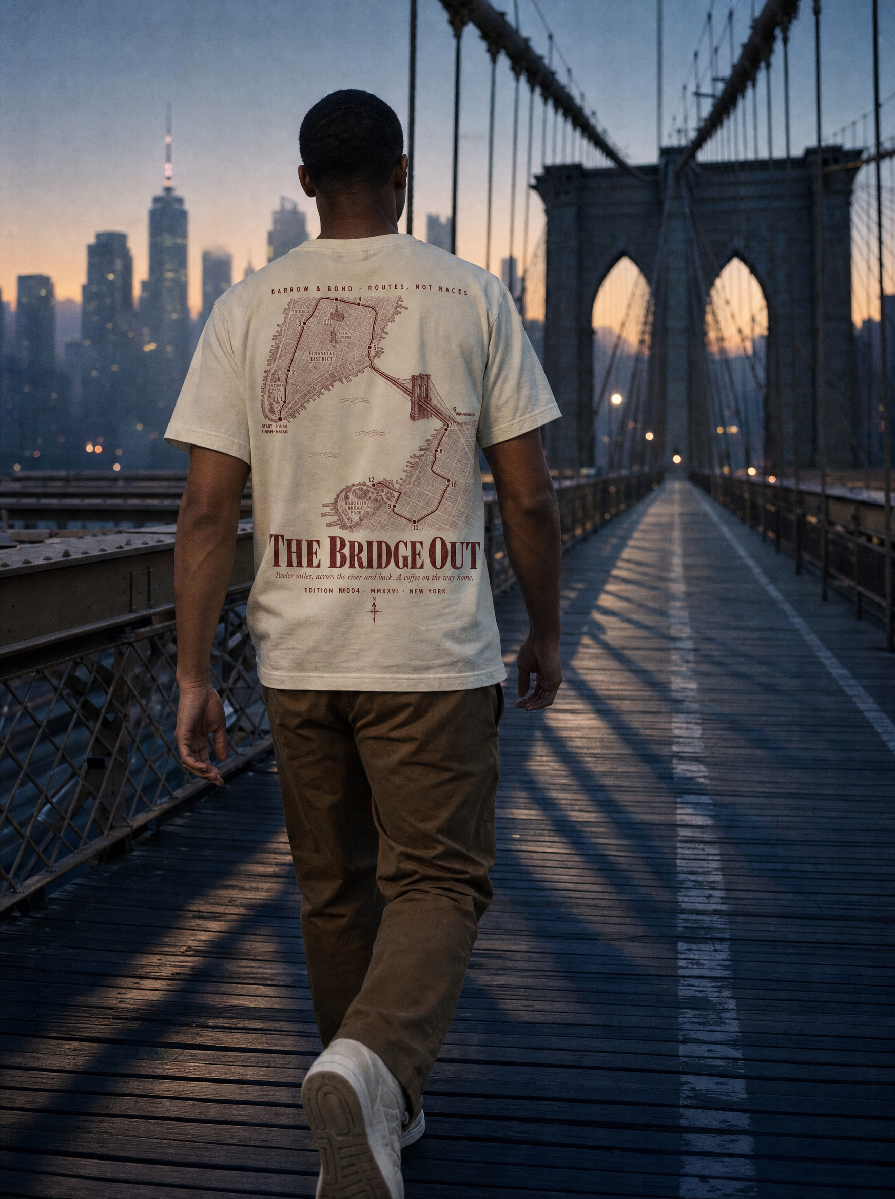 Barrow & Bond v4 home hero — bridge out lifestyle, dawn run