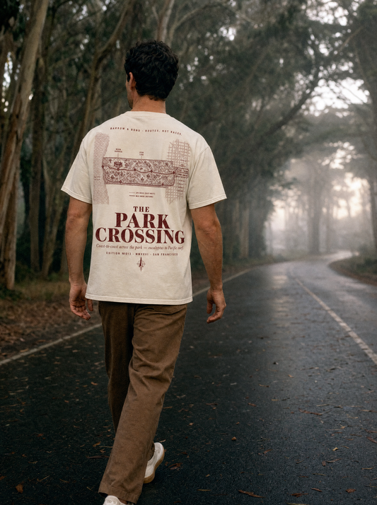 The Park Crossing — model on Golden Gate Park JFK Drive at dawn