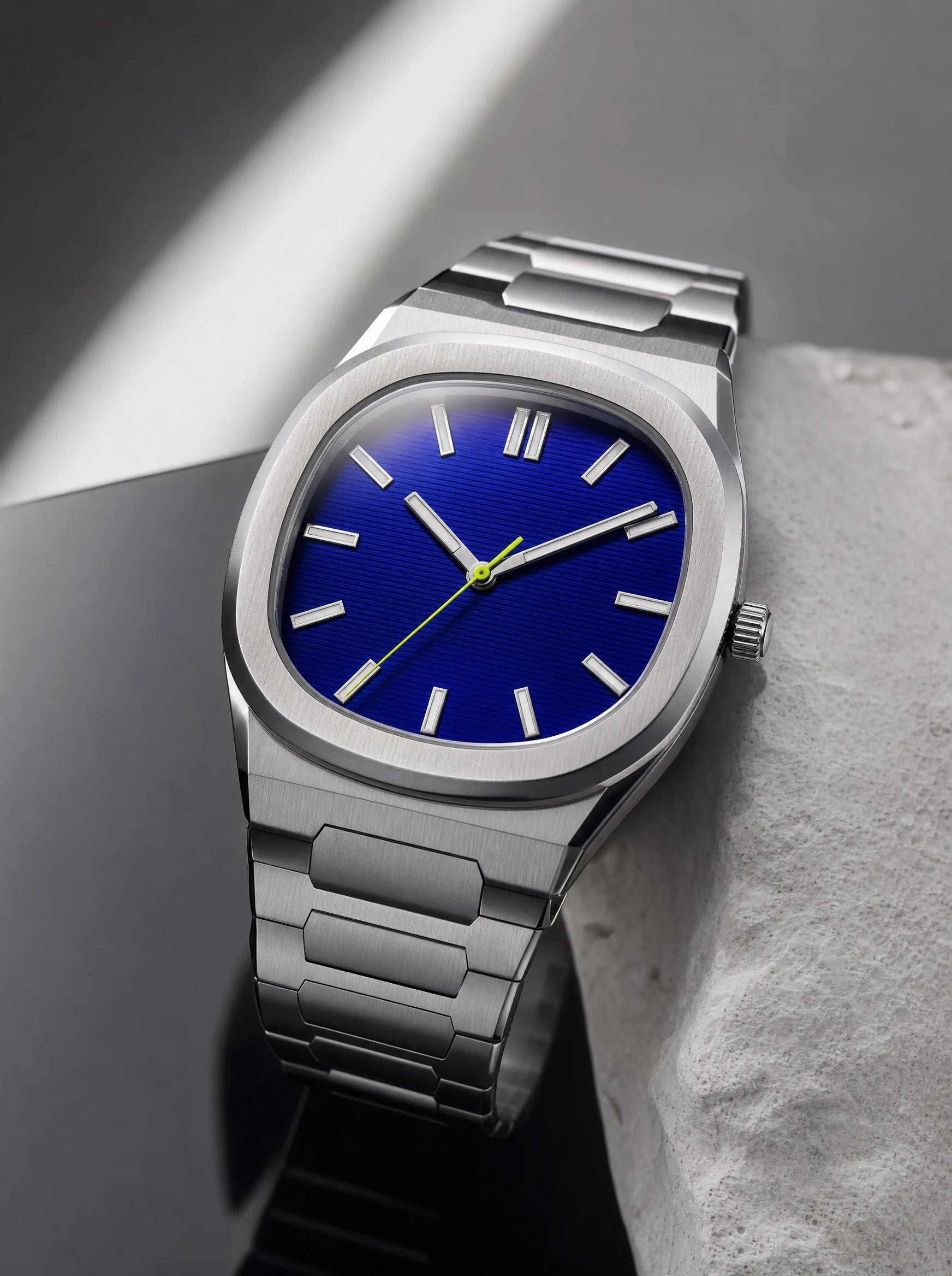 Circuit 38 electric blue integrated steel automatic watch design-direction concept
